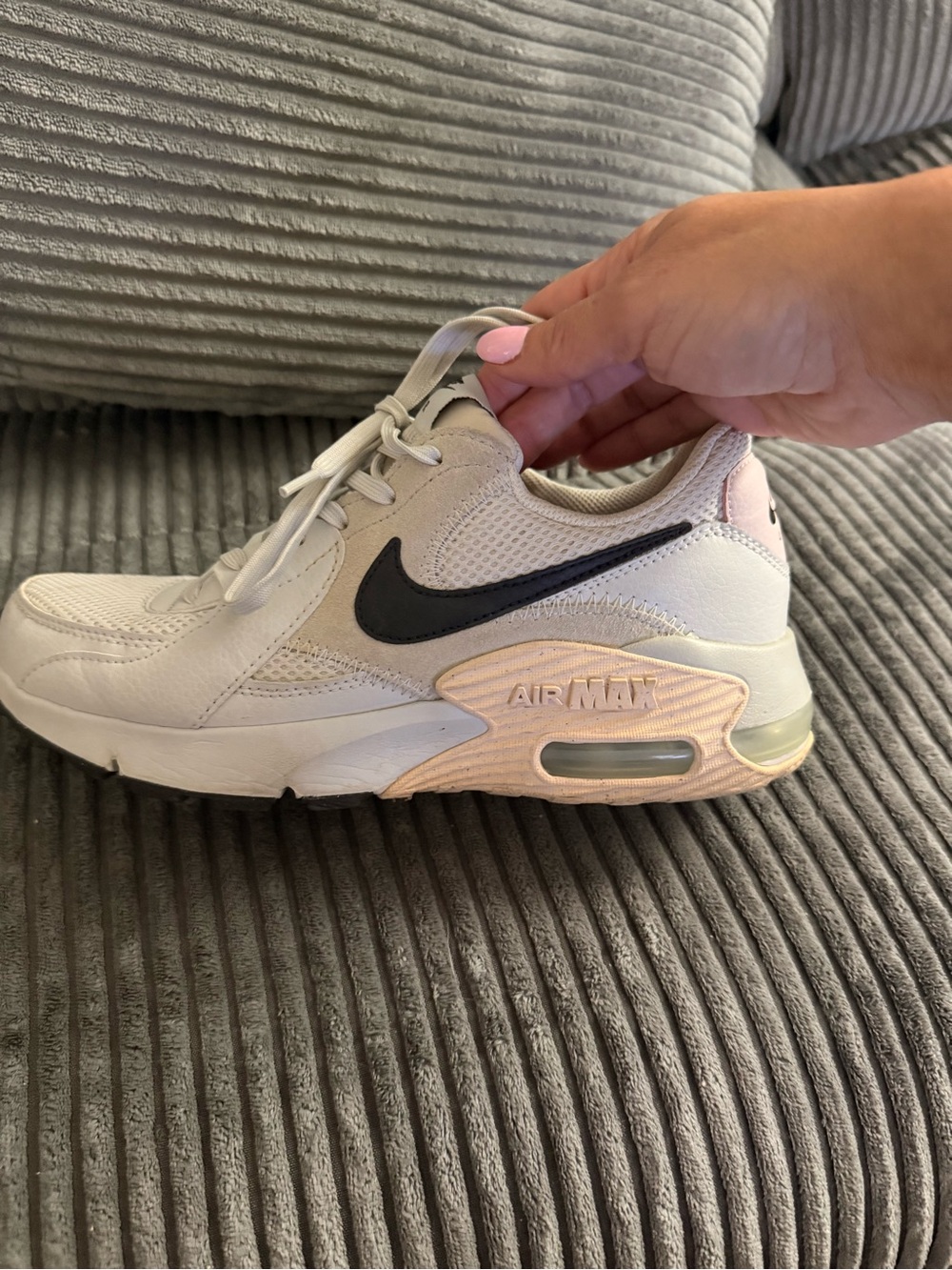 Nike Women’s Sneakers in White, Light Pink & Black Swoosh